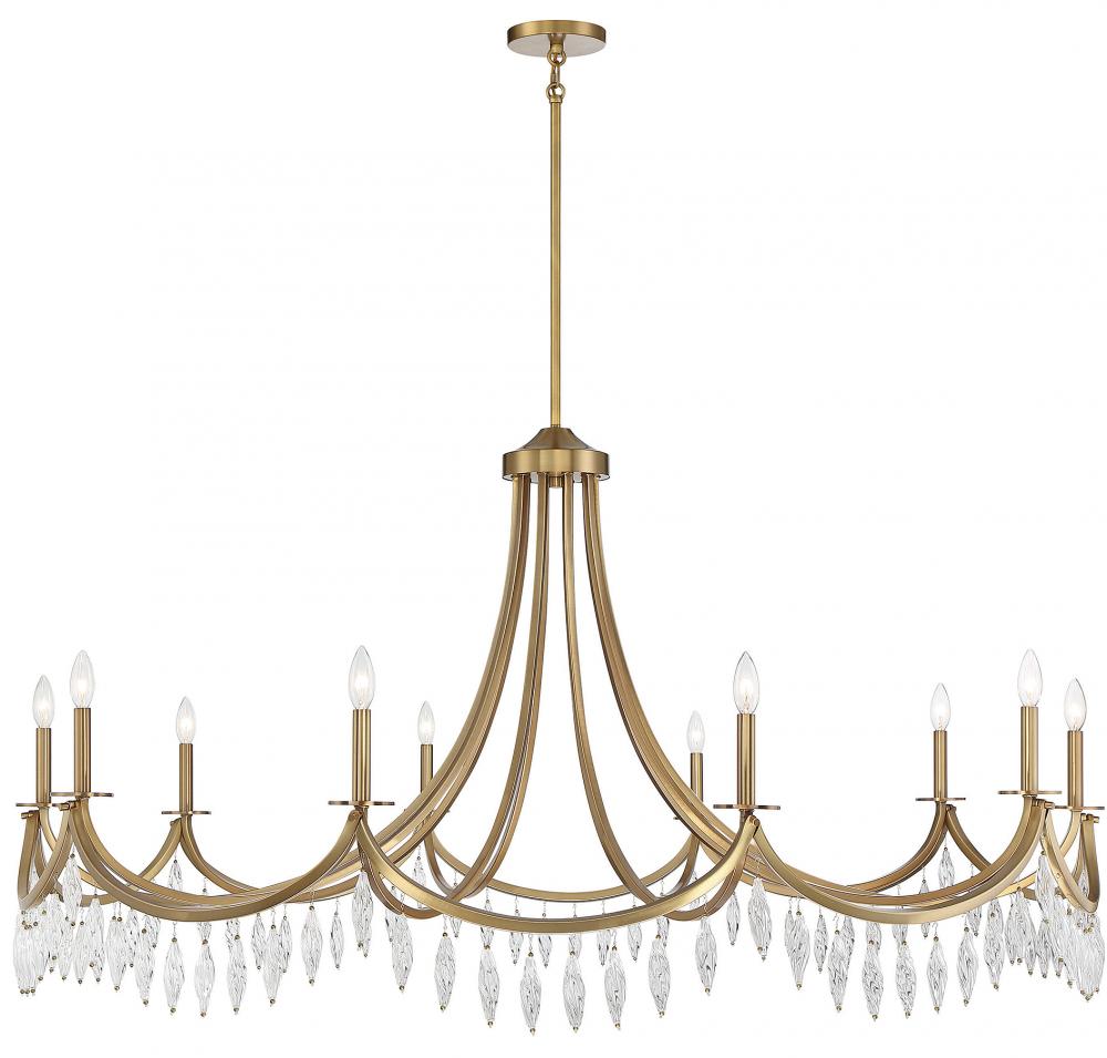 Kameron 10-Light Chandelier in Warm Brass