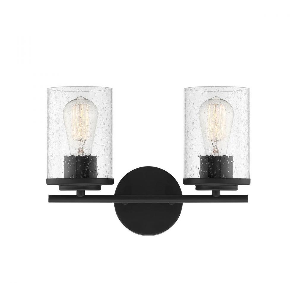 Marshall 2-Light Bathroom Vanity Light in Matte Black