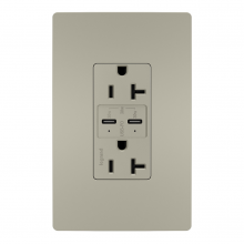 Legrand TR20USBPDNI - radiant? 20A Tamper Resistant Ultra Fast PLUS Power Delivery USB Type C/C Outlet, Nickel