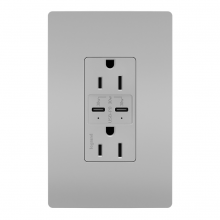Legrand R26USBPDGRY - radiant? 15A Tamper Resistant Ultra Fast PLUS Power Delivery USB Type C/C Outlet, Gray