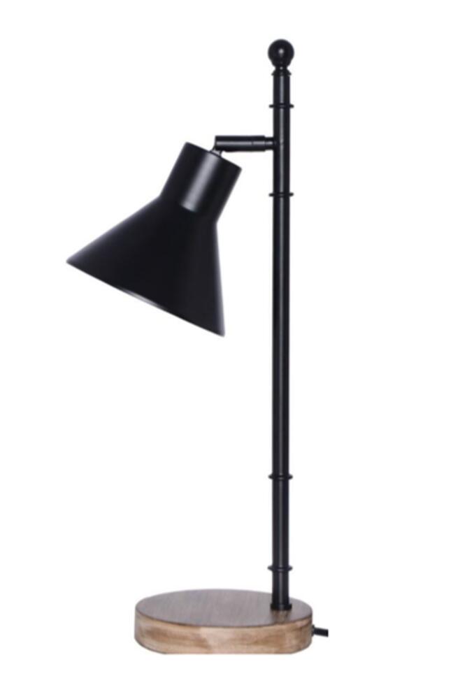 1 Light Metal Base Table Lamp w/ Adjustable Shade & USB in Flat Black