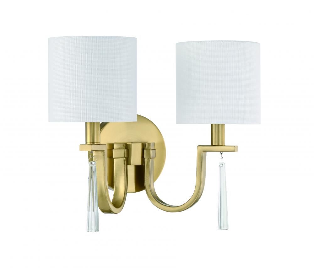 Fortuna 2 Light Wall Sconce in Satin Brass