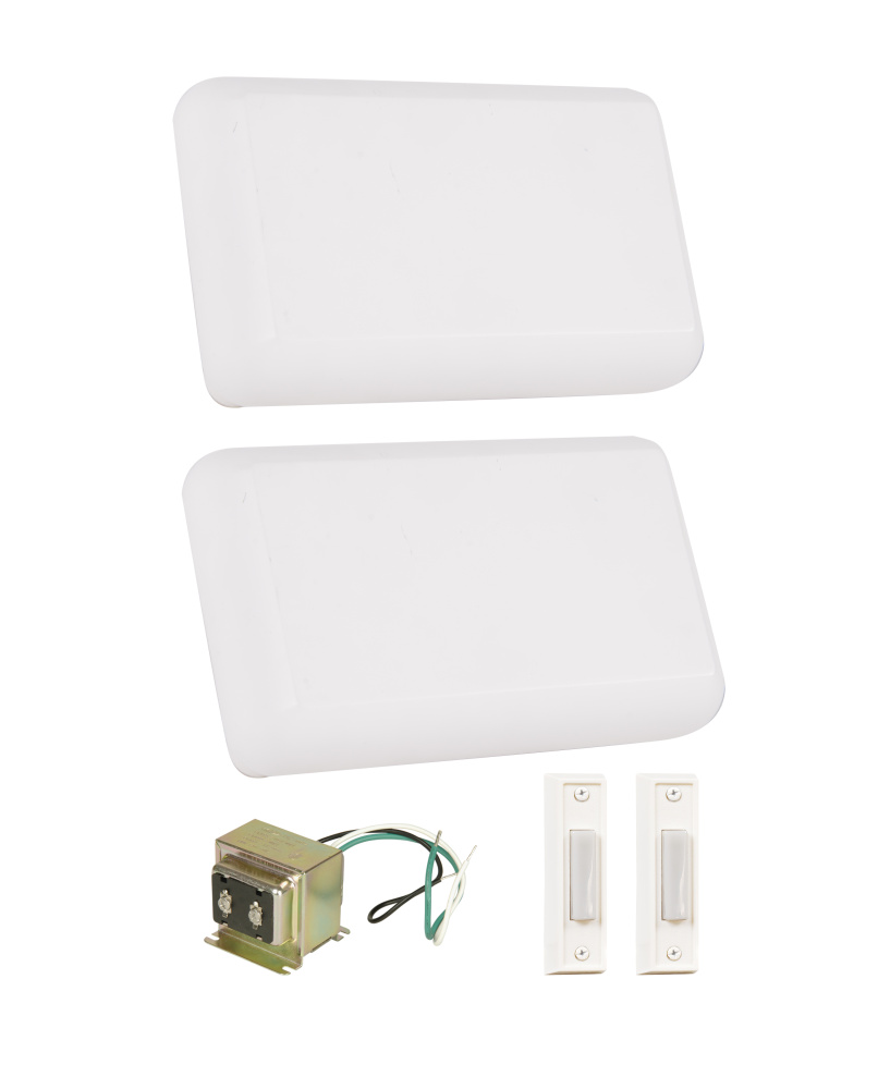 Kit includes 2 Chimes, Transformer, 2 White Buttons