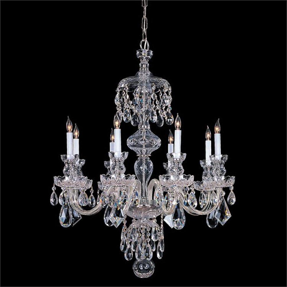 Traditional Crystal 8 Light Polished Chrome Hand Cut Crystal Chandelier