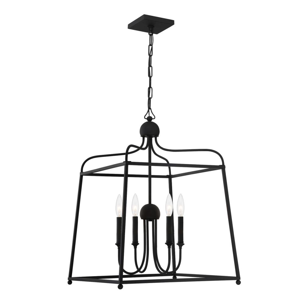 Libby Langdon for Crystorama Sylvan 4 Light Black Forged Chandelier