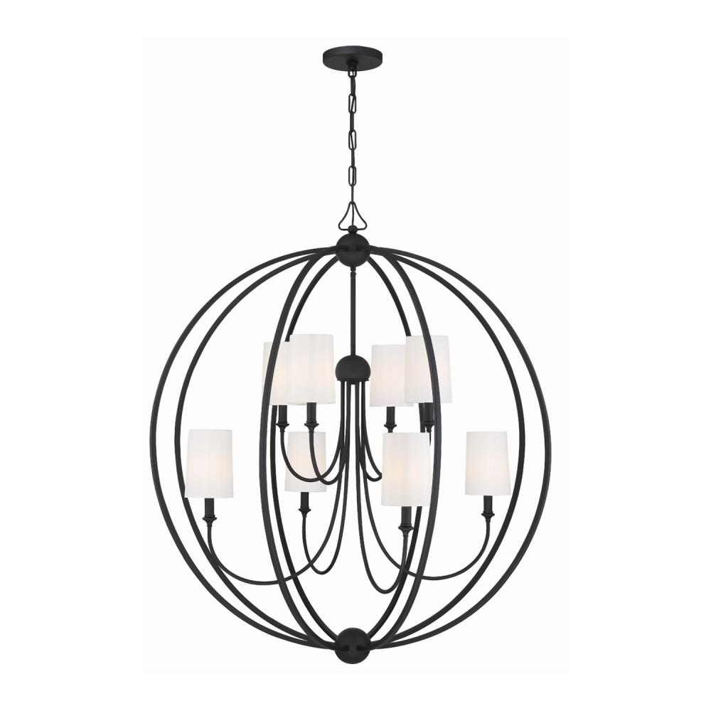 Libby Langdon for Crystorama Sylvan 8 Light Black Forged Chandelier