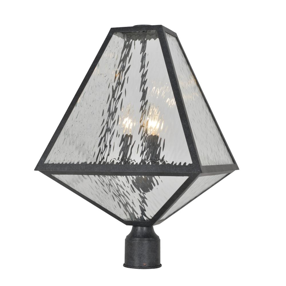 Brian Patrick Flynn for Crystorama Glacier 3 Light Black Charcoal Large Outdoor Post