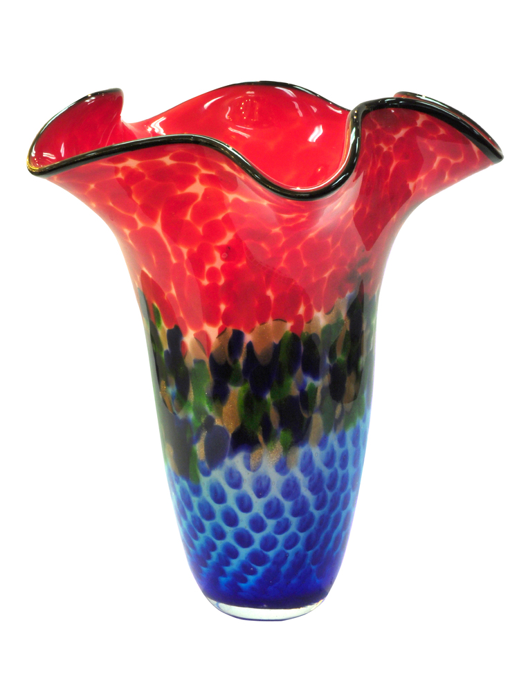 Nadia Ruffle Hand Blown Art Glass Vase