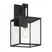 Designers Fountain D297M-9EW-MB - Preston 18.75 in. 1-Light Matte Black Modern Outdoor Wall Lantern with Clear Glass Shade
