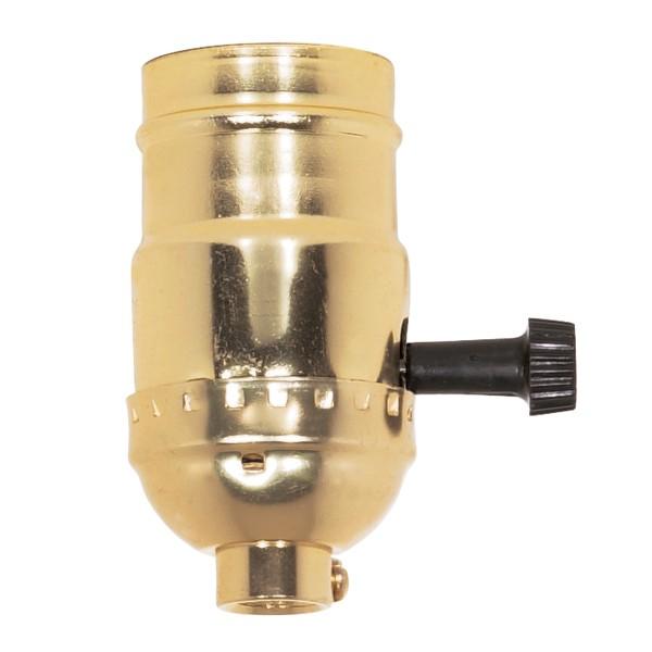 5 Position Turn Knob Socket; For Standard Type A Household Bulb; 1/8 IPS; Aluminum; Brite Gilt