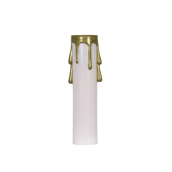 Plastic Drip Candle Cover; White Plastic With Gold Drip; 13/16" Inside Diameter; 7/8"