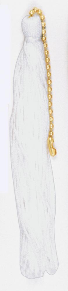 Tassel; White; 5" Length; With Beaded Chain