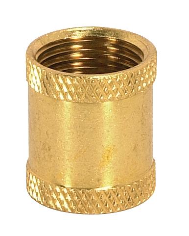 Brass Coupling; 7/8" Long; 3/8 IP; Burnished And Lacquered