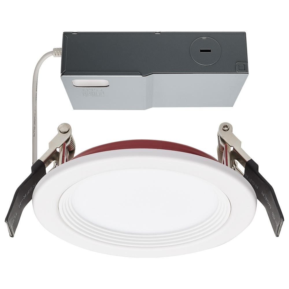 10 Watt LED; Fire Rated 4 Inch Direct Wire Downlight; Round Shape; White Finish; CCT Selectable; 120
