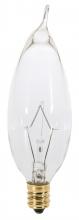 Satco Products Inc. S3774 - 25 Watt CA8 Incandescent; Clear; 1500 Average rated hours; 210 Lumens; Candelabra base; 120 Volt;