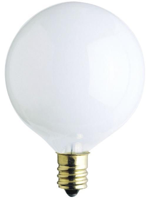 25W G16 1/2 Incandescent White E12 (Candelabra) Base, 130 Volt, Box