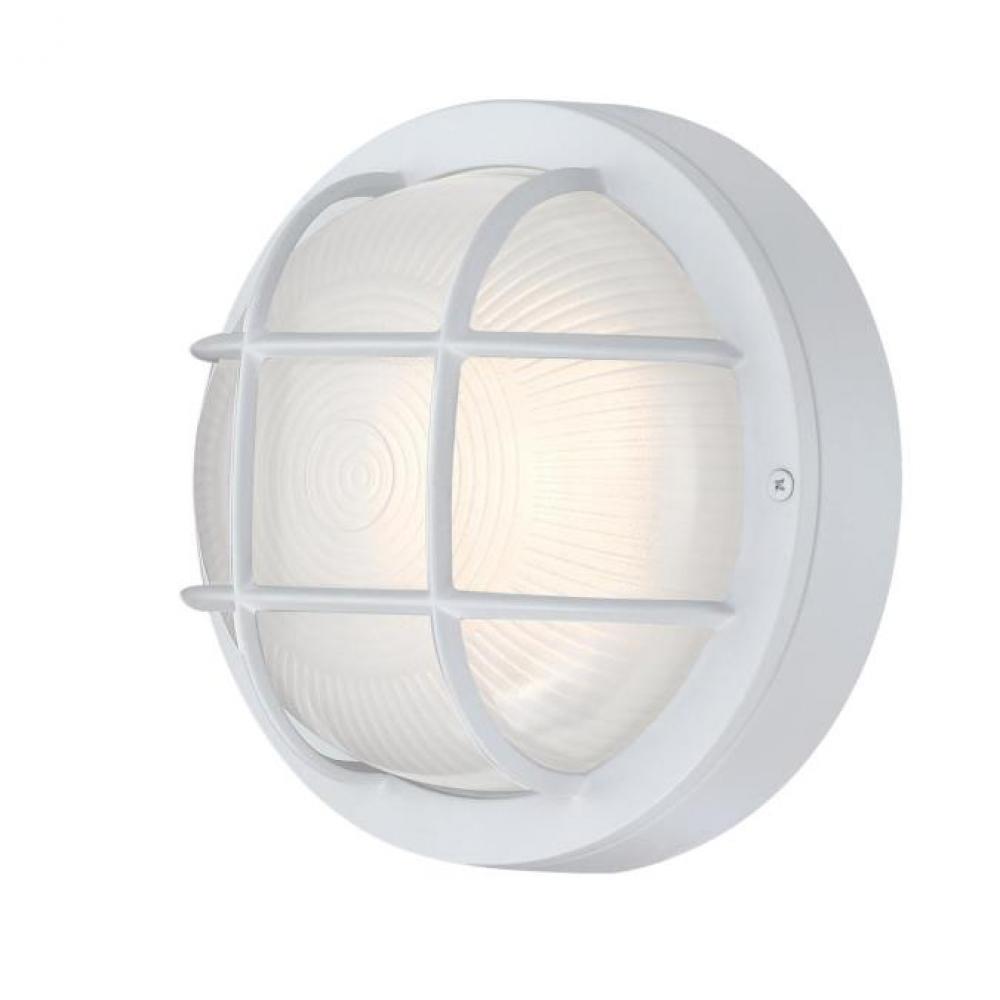 Dimmable LED Wall Fixture Textured White Finish White Glass Lens