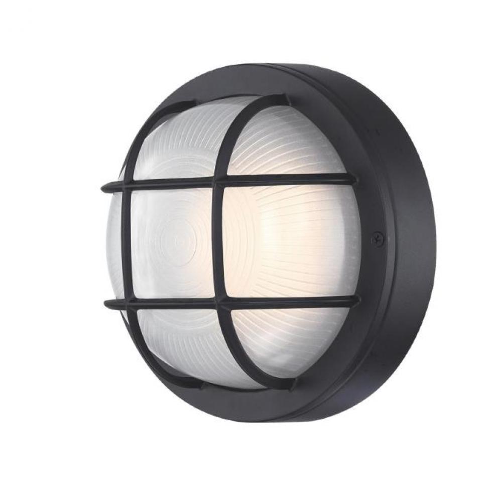 Dimmable LED Wall Fixture Textured Black Finish White Glass Lens