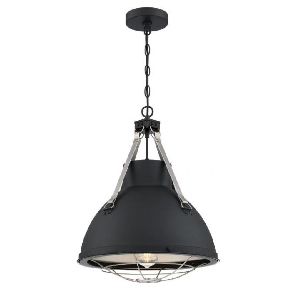 Pendant Matte Black Finish with Dark Pewter Accents Cage Shade