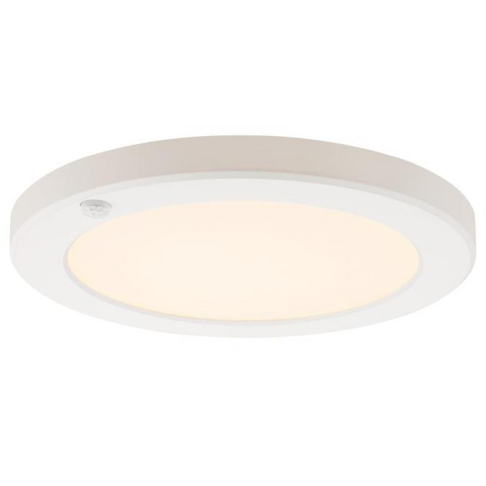 8 in. 18W LED Flush with Motion Sensor and Color Temperature Selection White Finish White Acrylic