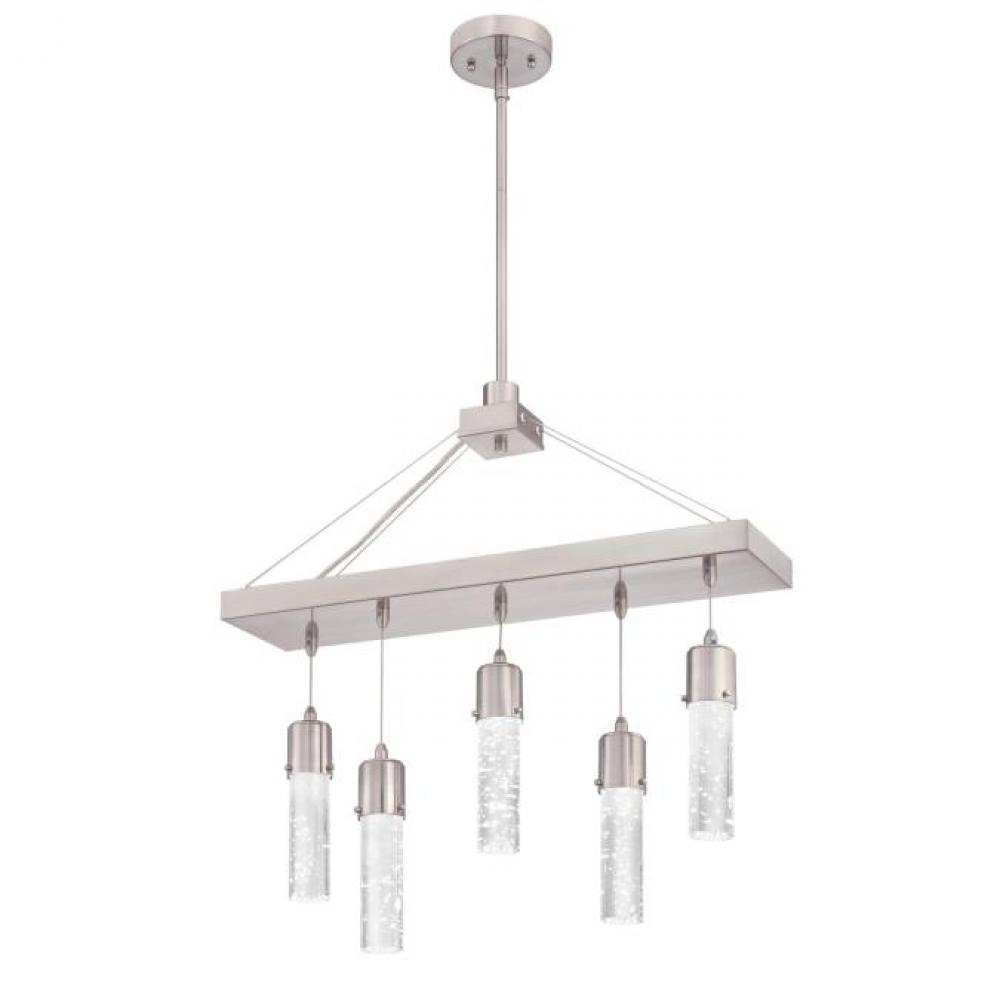 5 Light LED Chandelier Brushed Nickel Finish Bubble Glass