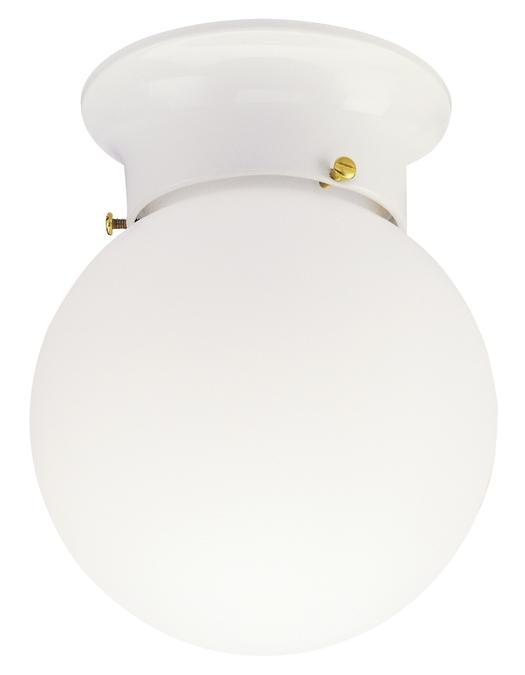 6 in. 1 Light Flush White Finish White Glass Globe