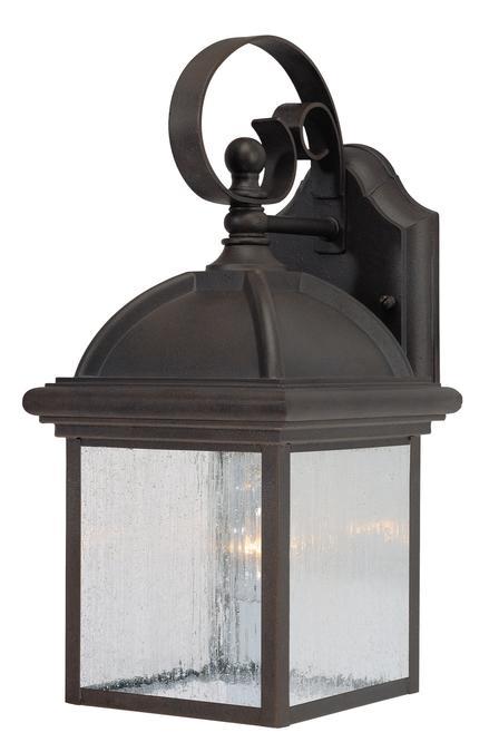 1 Light Wall Lantern Textured Rust Patina Finish on Cast Aluminum with Clear Seeded Glass Panels