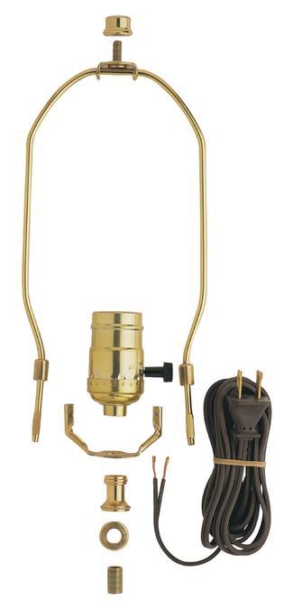 Make-A-Lamp 3-Way Socket Kit Polished Brass Finish