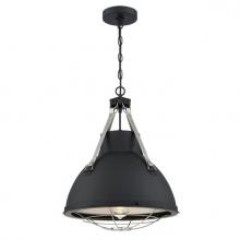Westinghouse 6116300 - Pendant Matte Black Finish with Dark Pewter Accents Cage Shade