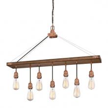 Westinghouse 6351400 - 7 Light Chandelier Barnwood Finish with Washed Copper Accents