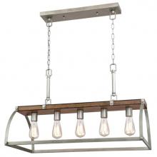 Westinghouse 6351700 - 5 Light Chandelier Barnwood Finish with Galvanized Steel Accents