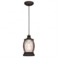 Westinghouse 6361700 - Mini Pendant Oil Rubbed Bronze Finish with Barnwood Accents Clear Seeded Glass