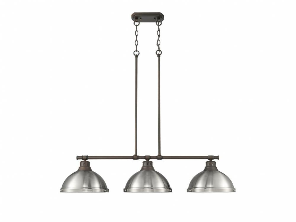 Duncan Small Pendant with Rod in Rubbed Bronze with Matte White