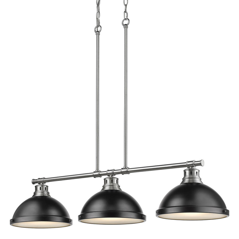 Duncan Small Pendant with Rod in Chrome with Rubbed Bronze