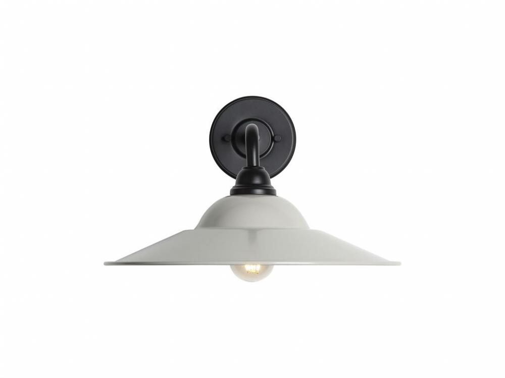 Croma 15" Wall Sconce - Outdoor in Matte Black with Matte Gray Shade