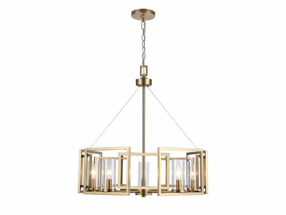 Marco 5-Light Chandelier in Brushed Champagne Bronze with Clear Glass
