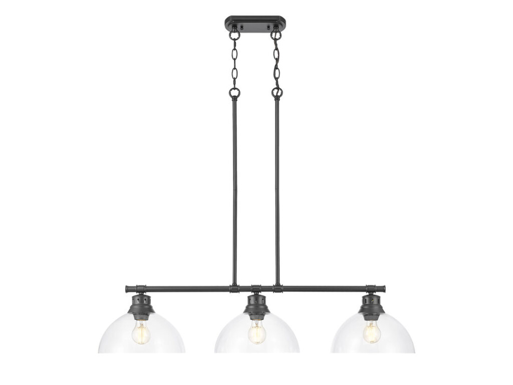 Duncan 3-Light Linear Pendant in Matte Black with Clear Glass