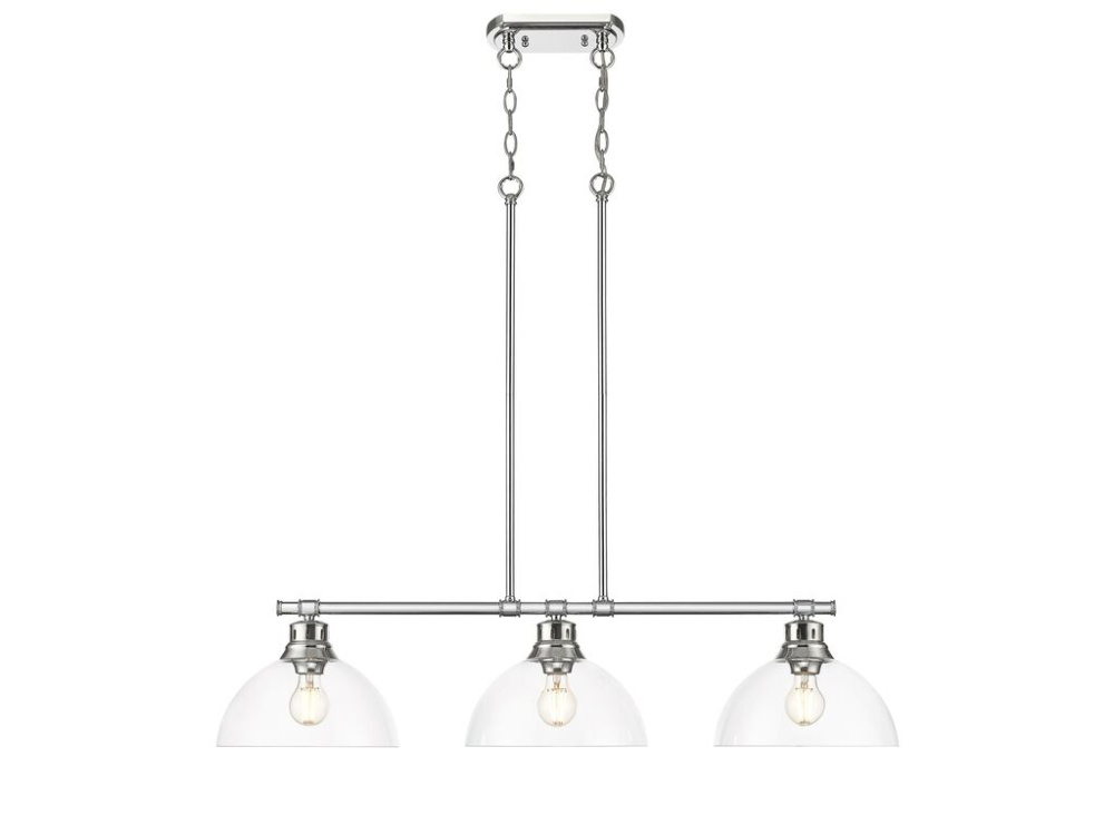 Duncan 3-Light Linear Pendant in Chrome with Clear Glass