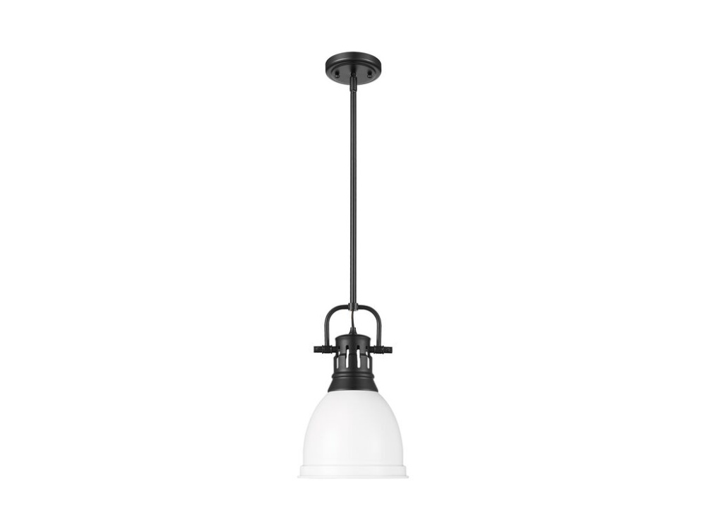 Duncan Small Pendant with Rod in Matte Black with Matte White