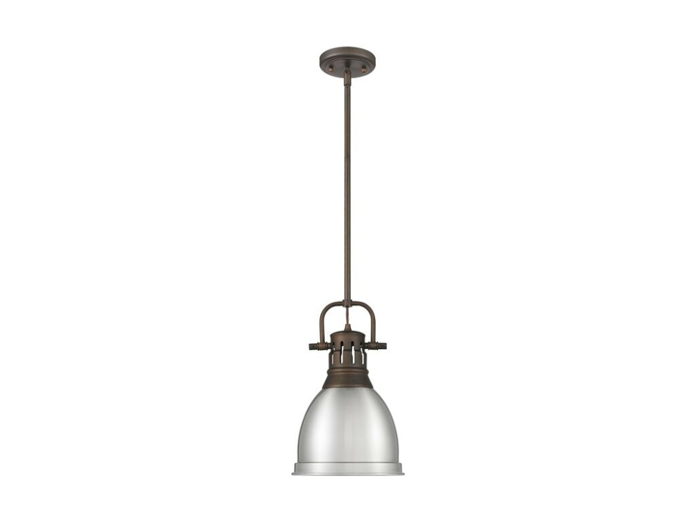 Duncan Small Pendant with Rod in Rubbed Bronze with Pewter