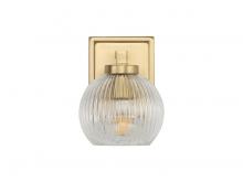 Golden 3094-BA1 BCB-RIB - Elliott 1-Light Vanity Light in Brushed Champagne Bronze with Ribbed Clear Shade