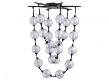 Golden 9013-28 BLK - Pearla 28" LED Pendant in Matte Black with Iridescent Glass Shade