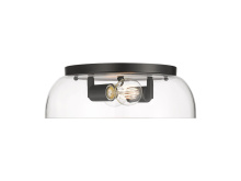 Golden 3602-14 BLK-CLR - Duncan 14" Flush Mount in Matte Black with Clear Glass