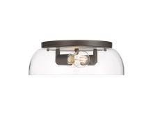 Golden 3602-14 RBZ-CLR - Duncan 14" Flush Mount in Rubbed Bronze with Clear Glass