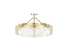 Golden 3164-6SF BCB-HWG - Aenon 6-Light Semi-Flush in Brushed Champagne Bronze with Hammered Water Glass Shade