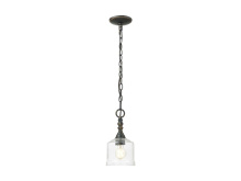 Golden 0806-M1L AI-HWG - Keating Mini Pendant in Antique Ivory with Hammered Water Glass Shade