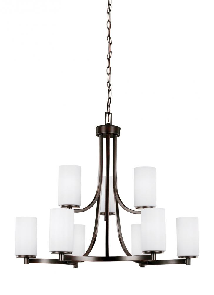 Hettinger transitional 9-light indoor dimmable ceiling chandelier pendant light in bronze finish wit