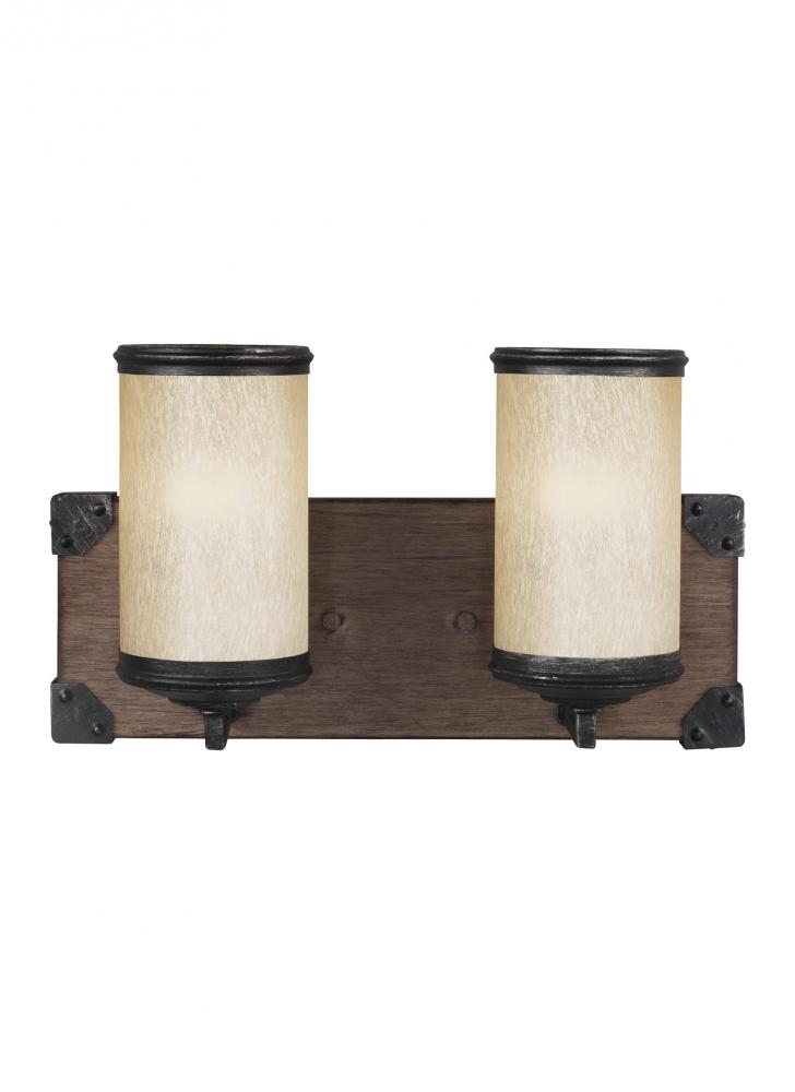 Dunning contemporary 2-light indoor dimmable bath vanity wall sconce in stardust finish with creme p