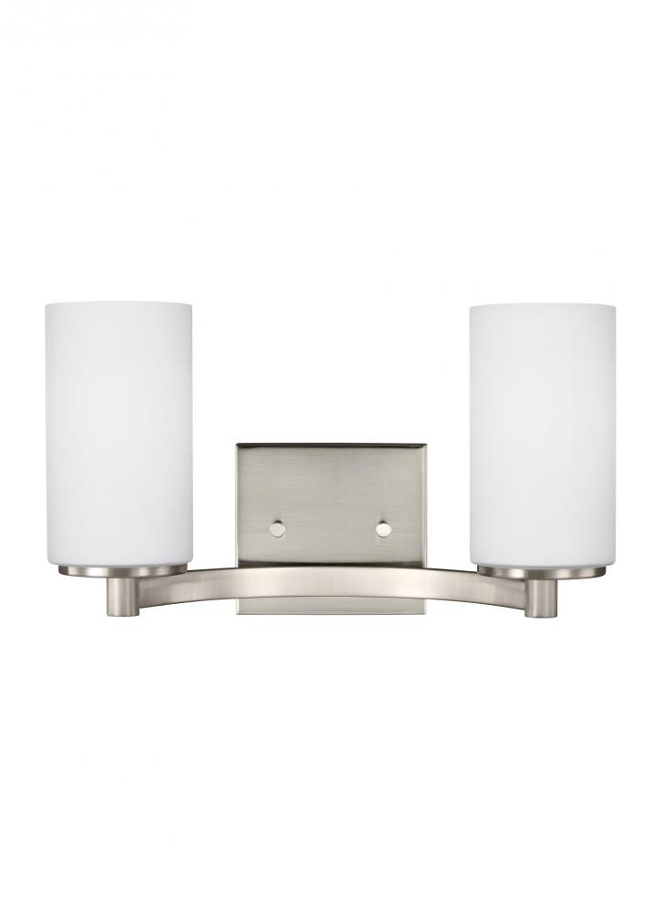 Hettinger transitional 2-light LED indoor dimmable bath vanity wall sconce in brushed nickel silver