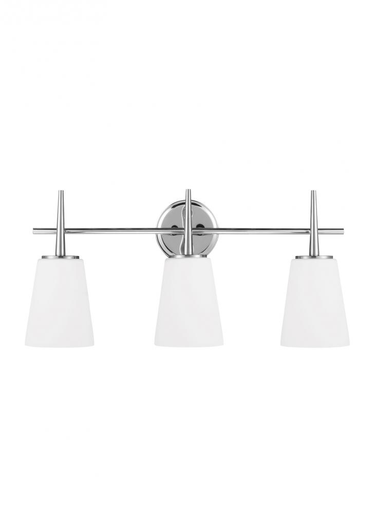 Driscoll contemporary 3-light LED indoor dimmable bath vanity wall sconce in chrome silver finish wi